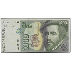 1.000 Pesetas. - 12 Octubre 1992. - - Hernán Cortés. Serie 4V. ERROR: Descentrado. Ed-E9a. MBC. - -