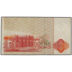 2.000 Pesetas. - 12 Octubre 1980. - - Juan Ramón Jiménez. Serie 1N. ERROR: Parte superior del revers