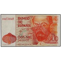 2.000 Pesetas. - 12 Octubre 1980. - - Juan Ramón Jiménez. Serie 1S. ERROR: Reverso impreso sobre anv