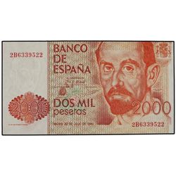 2.000 Pesetas. - 12 Octubre 1980. - - Juan Ramón Jiménez. Serie 2B. ERROR: Descentrado en anverso. E
