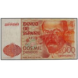 2.000 Pesetas. - 12 Octubre 1980. - - Juan Ramón Jiménez. Serie 2B. ERROR: Reverso impreso sobre anv