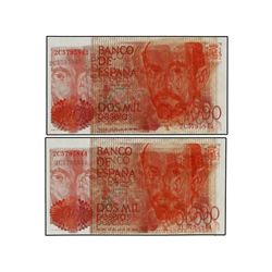 2.000 Reales. - 12 Octubre 1980. - - Juan Ramón Jiménez. Serie 2C. ERROR: Varias impresiones en anve