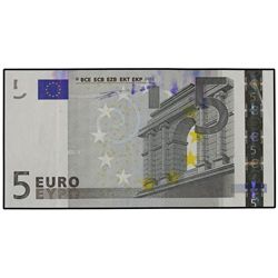 5 Euros. - 2002. - ERROR: Manchas de tinta impresa. Ed-EU1. MBC. - -
