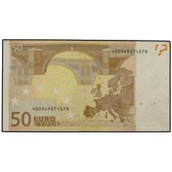 50 Euros. - 2002. - ERROR: Reverso impreso sin número 50. Ed-EU4. MBC. - -
