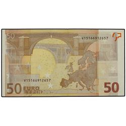 50 Euros. - 2002. - ERROR: Impresión a derecha del reverso del billete. Ed-EU4. MBC. - -