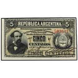5 Centavos. - 1 Enero 1884. - ARGENTINA. - Dr. Nicolás Avellaneda. WPM-5. SC. - -