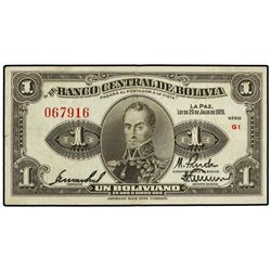 Lote 4 billetes 1 (3) y 5 Bolivianos. - 20 Julio 1928 y (1929). - BOLIVIA. - WPM-112, 118a/120a. MBC