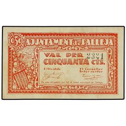 50 Cèntims. - S/F. - Aj. de PALLEJÀ. - AT-1769; T-2036. MBC+. - -