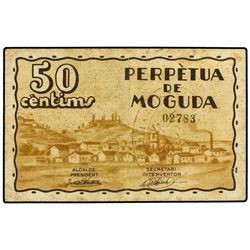 50 Cèntims. - 2 Maig 1937. - Aj. de PERPETUA DE MOGUDA. - (Algo sucio). AT-1816; T-2100. MBC+. - -
