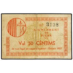 50 Cèntims. - Aj. de PIERA. - ESCASO. AT-1820; T-2104. MBC. - -