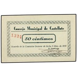 50 Céntimos. - 5 Septiembre 1937. - C.M. de CASTELLOTE (Teruel). - Mont. 496b. S/C. - -
