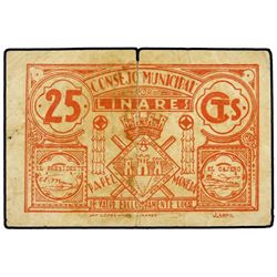25 Céntimos. - S/F. - C.M. de LINARES (Jaén). - M-824a. BC+. - -