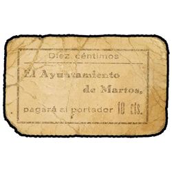 10 Céntimos. - Ay. de MARTOS (Jaén). - Cartón. (Muy usado). Mont-889B. BC.  - -