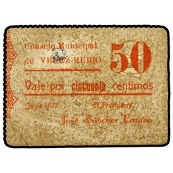 50 Céntimos. - C.M. de VELEZ-RUBIO (Almería). - Cartón. (Sucio). Mont-1540B. MBC.  - -
