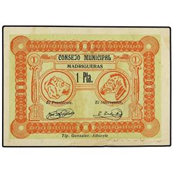 1 Peseta. - C.M. de MADRIGUERAS (Albacete). - Mont-866B. MBC+. - -