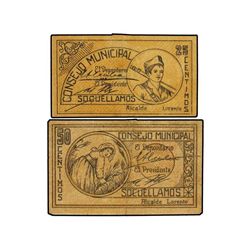 Lote 2 billetes 25 y 50 Céntimos. - C.M. de SOCUELLAMOS (Ciudad Real). - Mont-1374A/B. MBC/EBC. - -