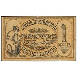 1 Peseta. - 1937. - C.M. de SOCUELLAMOS (Ciudad Real). - Mont-1374C. SC. - -