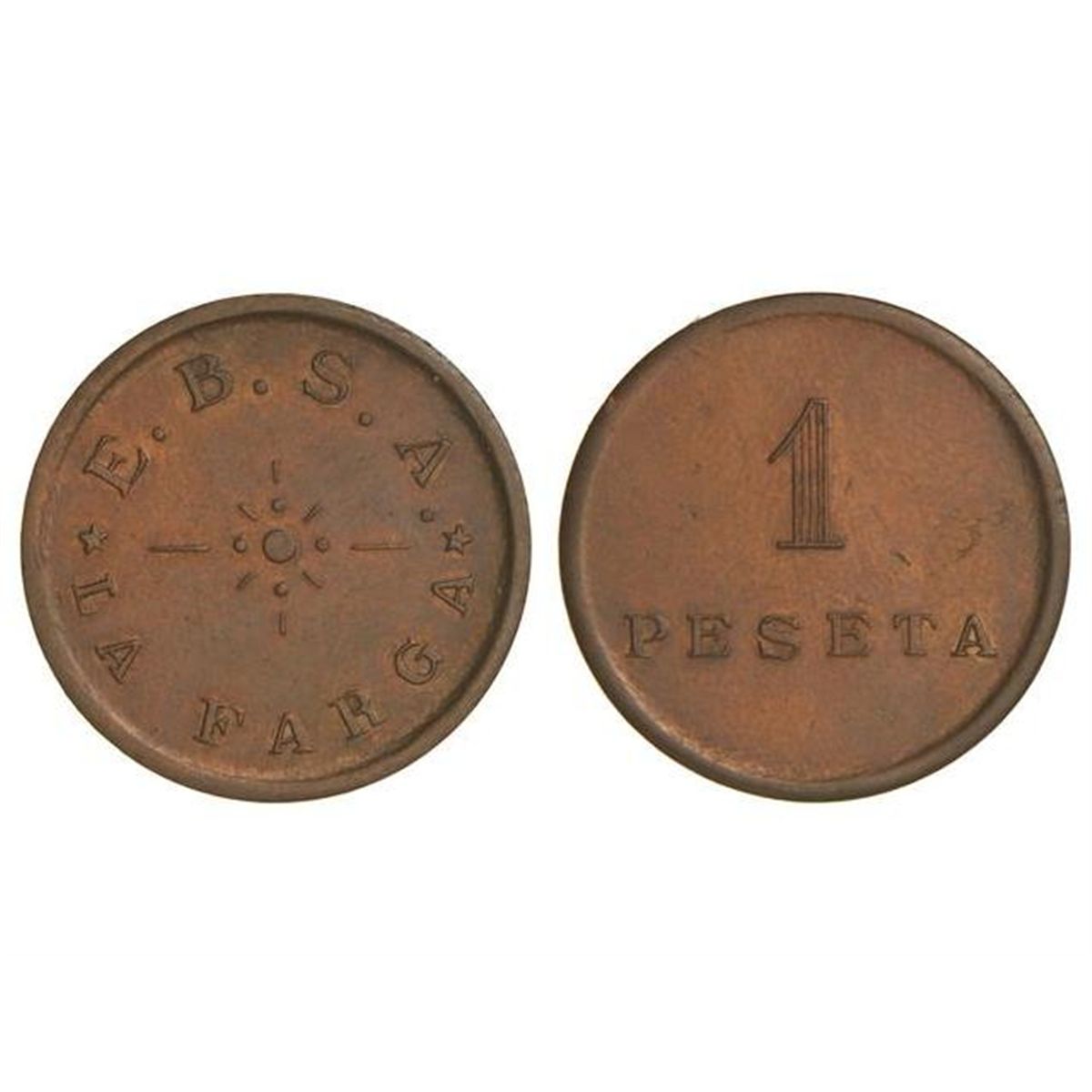 1 Pesseta S F Edmundo Bebie S A La Farga Les Llosses Ae O 25 Mm L 26 Ebc