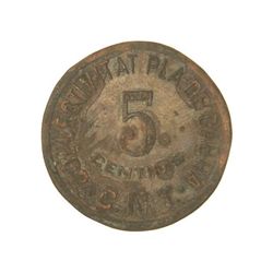 5 Céntimos. - COL·LECTIVITAT PLA DE CABRA. C.N.T. - AE. Ø 25 mm. (Oxidaciones). MBC. - -