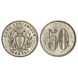 50 Cèntims?. - S/F. - CORO LOS AMIGOS DE TARRASA. - Niquel. Coincidente Ø 19 mm. Pertenece a la seri