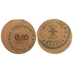 Moneda fraccionaria Local. Vale 0,10 Pesetas. - Guerra Civil. - ARGANDA DEL REY. - Cartón redondo. T