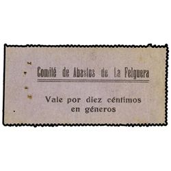 Vale por 10 Céntimos en Género. - Emisión Guerra Civil. - COMITÉ DE ABASTOS DE LA FELGUERA (Asturias