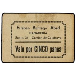 Vale 5 Panes. - S/F. - PANADERÍA ESTEBAN BUITRAGO ABAD. CARRIÓN. CALATRAVA (CIUDAD REAL). - (Manchit