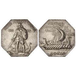 Centenario Sociedad Noruego-Americana. - 1925. - Anv.: Viquingo desembarcando. Rev.: Drakarr a derec