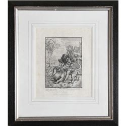 Albrecht Durer, Samson Killing Lion, Etching