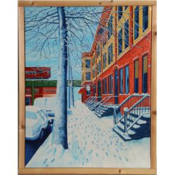 Lawrence Madine, Footsteps in the Snow, Oil Painting