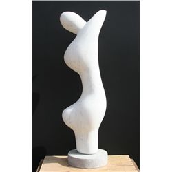 Mario DeNoto, Abstract Figure, White Marble Sculpture