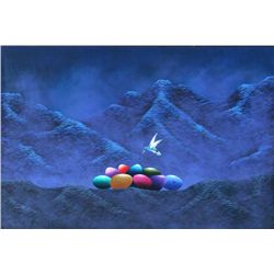 Gonzalo Endara Crow, Hummingbird and Colored Eggs, Painting