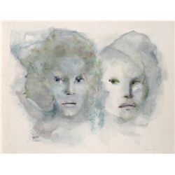 Leonor Fini, Two Faces, Lithograph