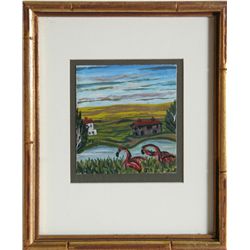 Victor Joseph Gatto, Pink Flamingos, Watercolor
