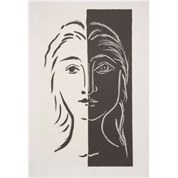 Pablo Picasso, Portrait en Deux Parties Noire et Blanche, Lithograph