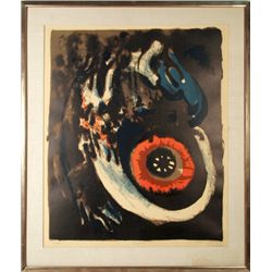 Michio Yoshihara, Red Flower, Lithograph
