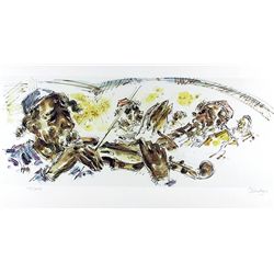Chaim Gross, Fiddlers, Lithograph