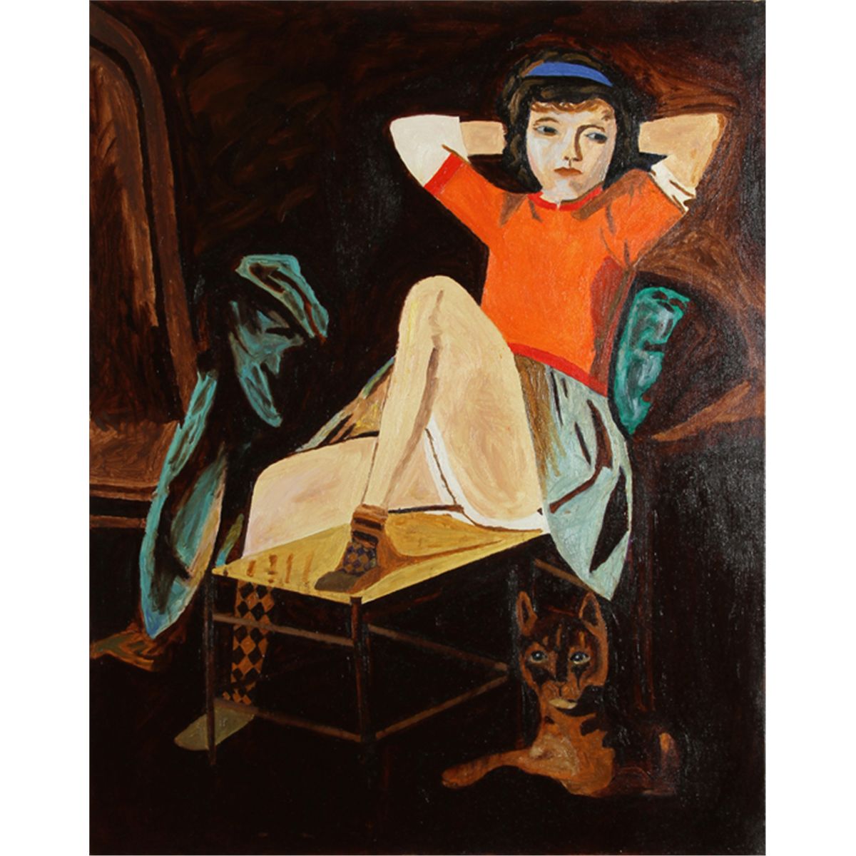 Meir Pinzariu, Reclining Girl, Oil Painting