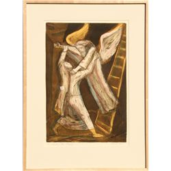Irving Amen, Jacob and the Angel, Color Etching
