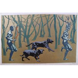 Allison Berry, Actaeon pursued by Dogs, Woodcut
