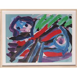Karel Appel, Walking with my Bird, Lithograph