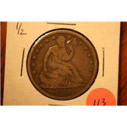 1858-0 seated half dollar