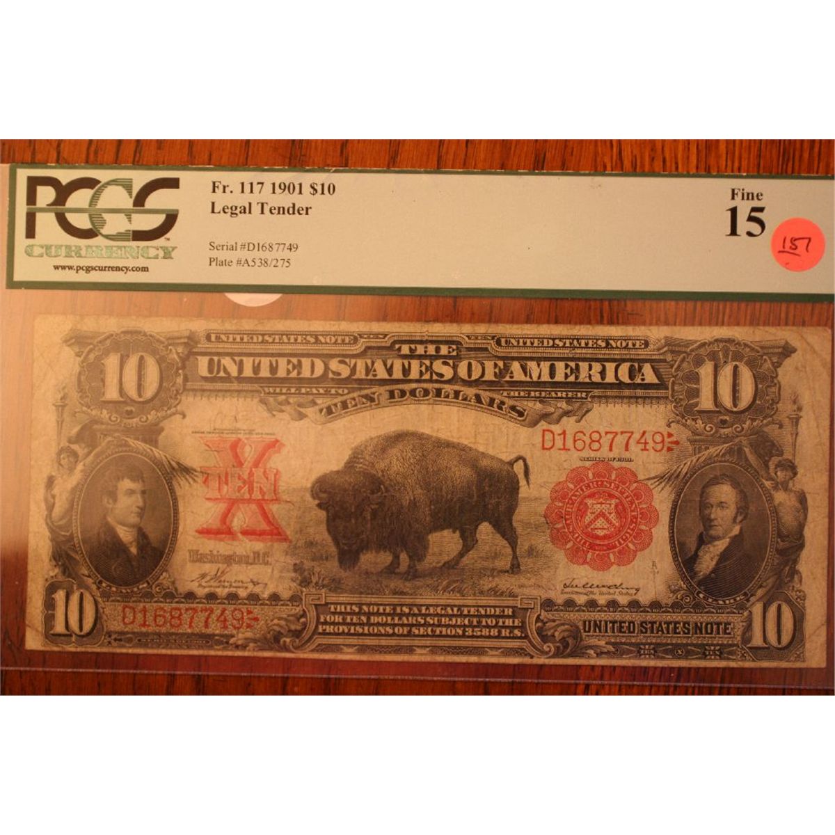 Bufflao Note 1901 buffalo note pcgs graded fine 15 (rare)