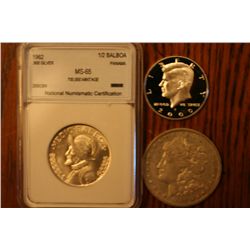 1962 ms65 1/2 balboa,2000s proof kenn,1889-0 morgan