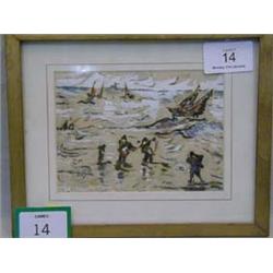 Small Impressionist style watercolour, inscribed E.B.