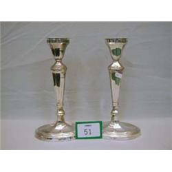 Pair of Regency style plated candlesticks, approx. 14" high.