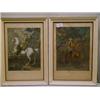 Pair of late 18th century continental coloured prints depicting gentlemen on horseback.