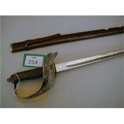 Edward VII officer's sword in leather scabbard.
