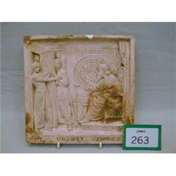 Doulton Lambeth terracotta plaque dated 1899, by George Tinworth of the parable 'The Unjust Judge' L