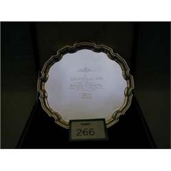 Boxed hallmarked silver presentation salver 1948.
